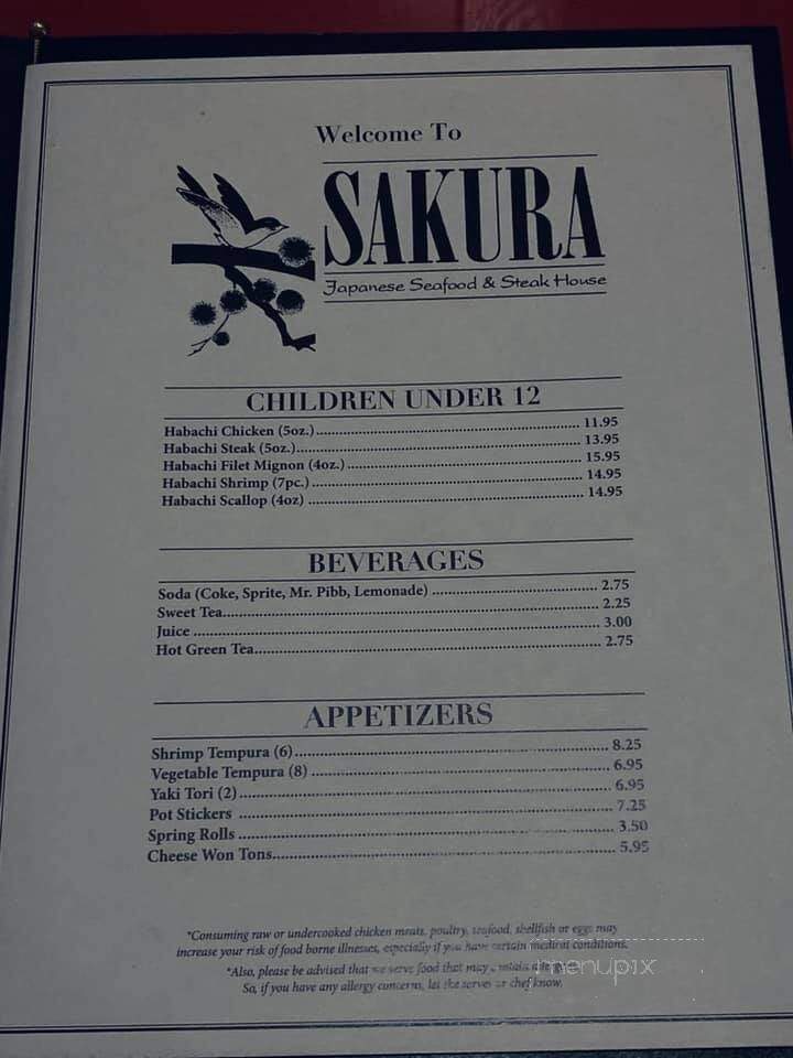 Sakura Japanese Steakhouse - Aiken, SC menu_pic