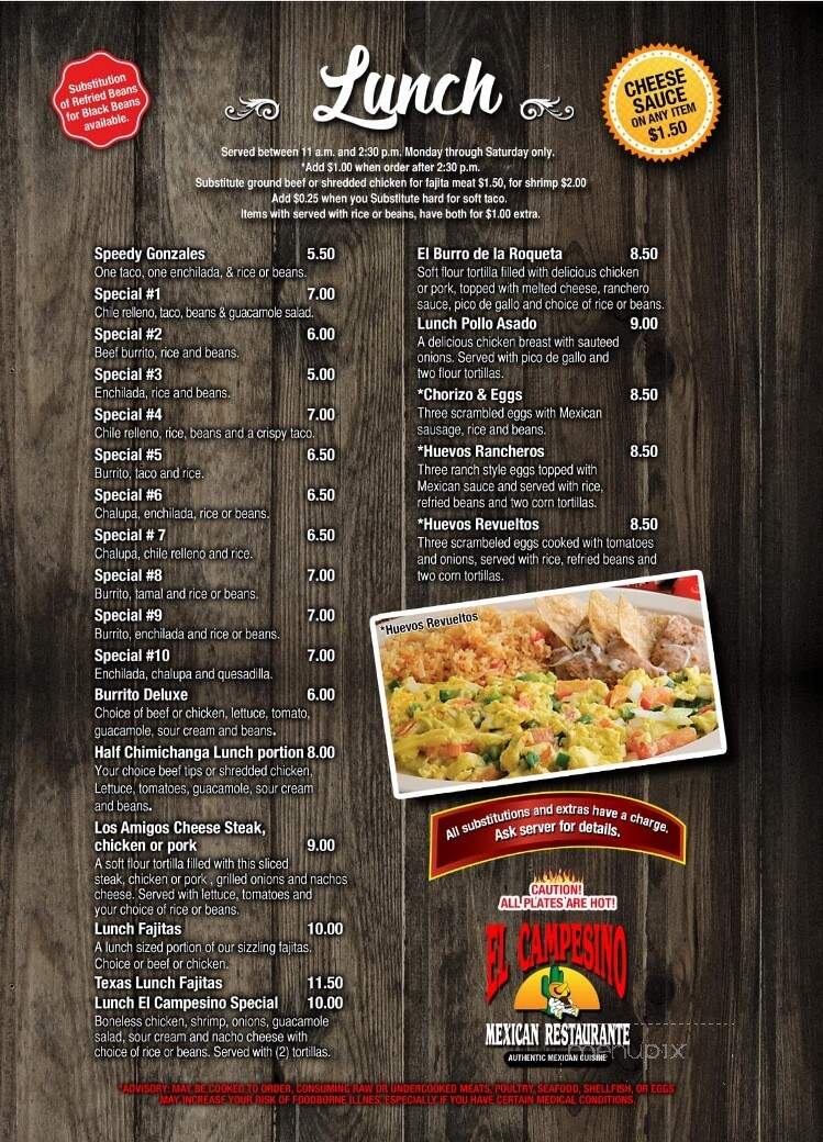 El Campesino Mexican Restaurant - Cleveland, GA menu_pic
