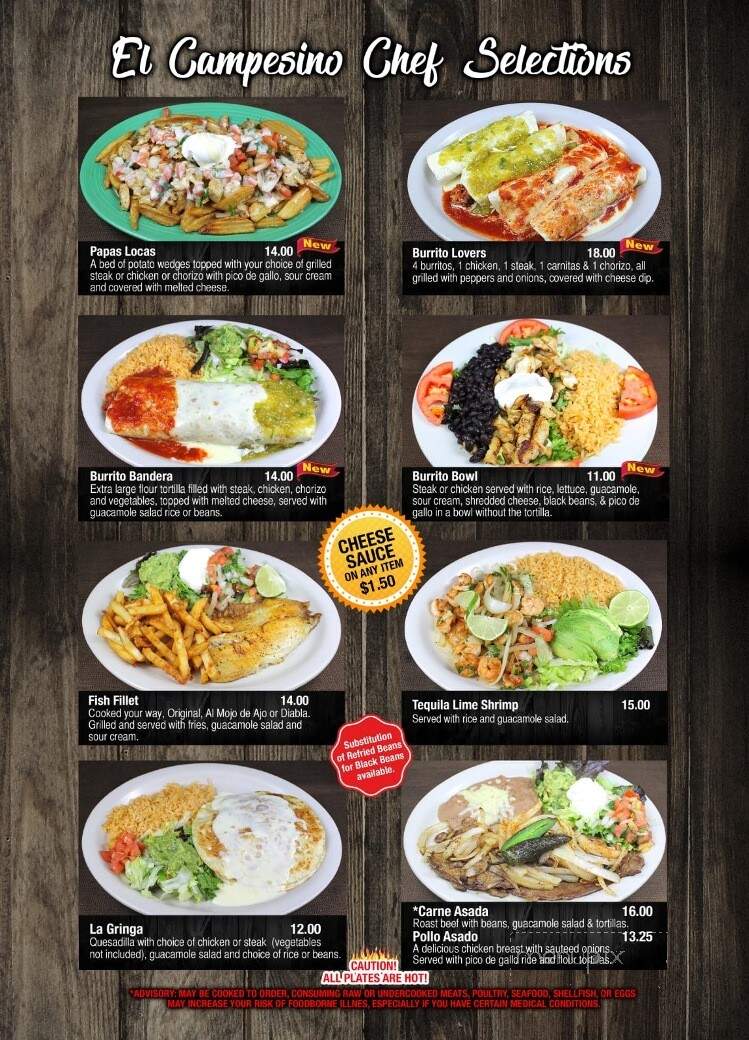 El Campesino Mexican Restaurant - Cleveland, GA menu_pic