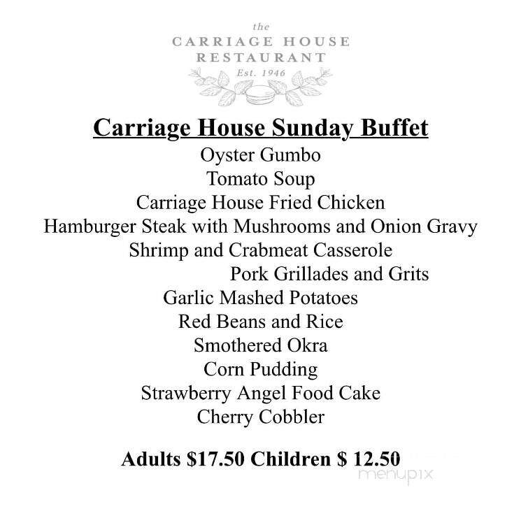 Carriage House Restaurant - Natchez, MS menu_pic
