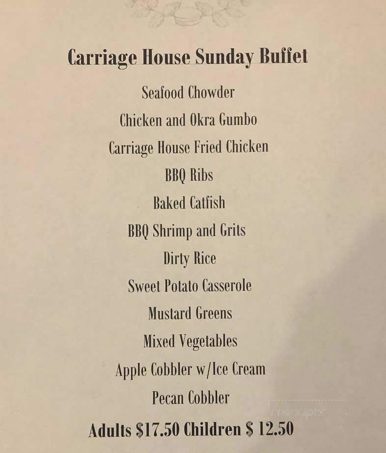 Carriage House Restaurant - Natchez, MS menu_pic