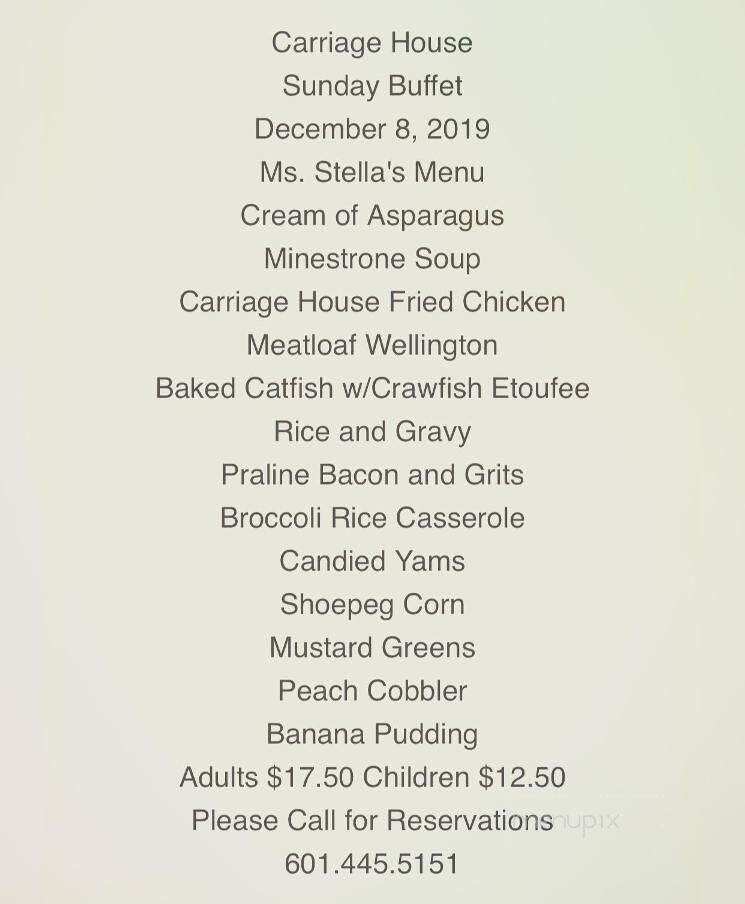Carriage House Restaurant - Natchez, MS menu_pic