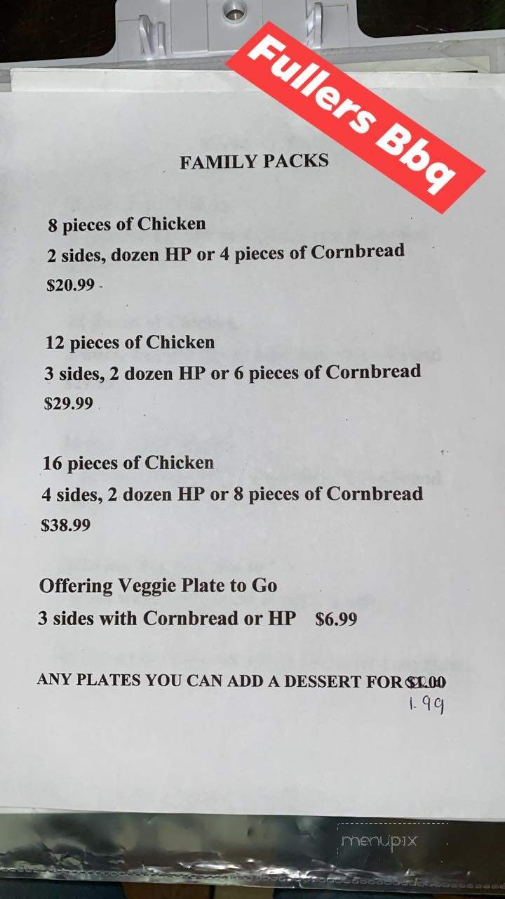 Fuller's Old Fashioned BBQ - Pembroke, NC menu_pic