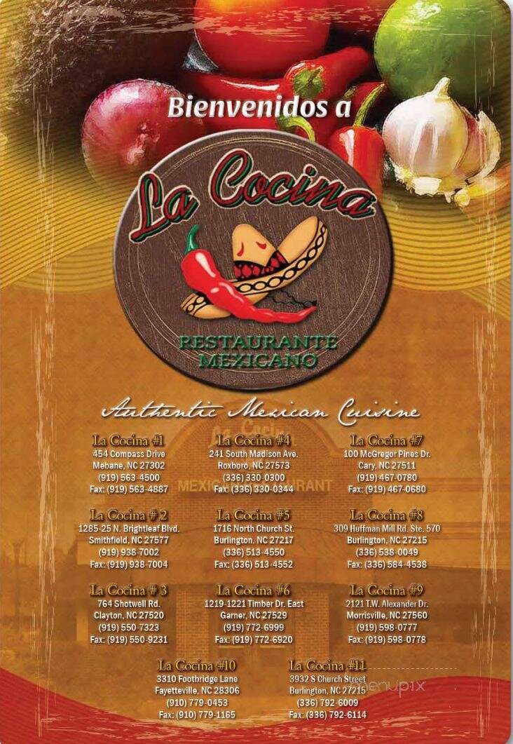 La Cocina Mexican Restaurant - Smithfield, NC menu_pic