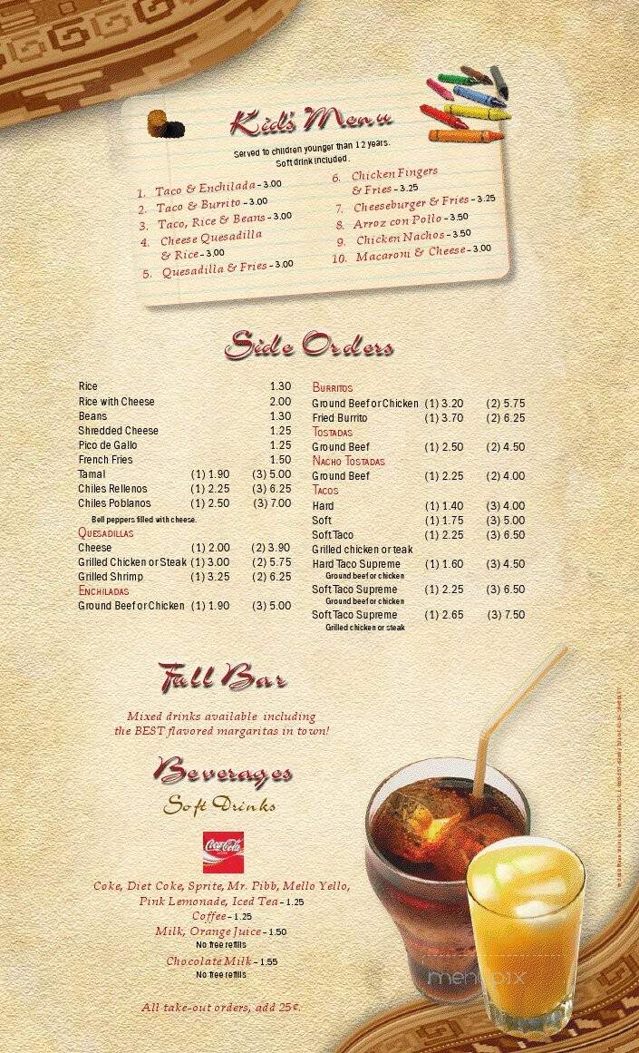 El Parral Mexican Restaurant - Eden, NC menu_pic