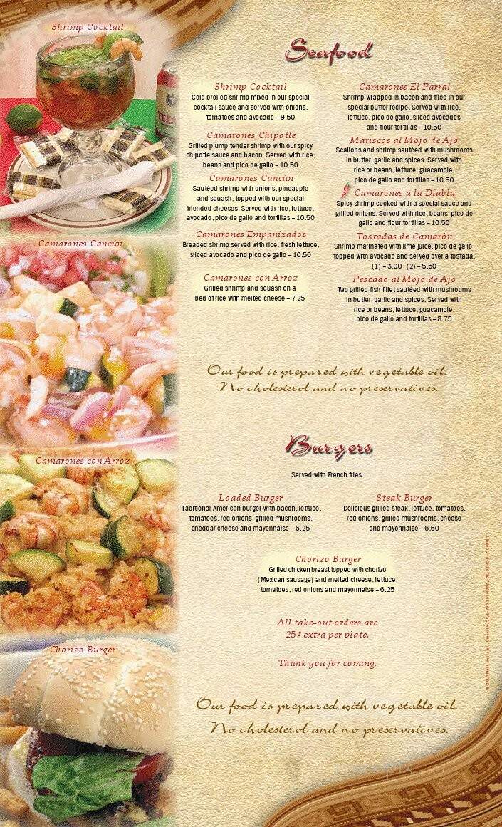 El Parral Mexican Restaurant - Eden, NC menu_pic