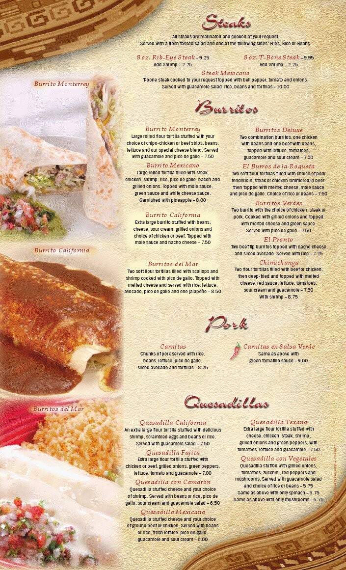 El Parral Mexican Restaurant - Eden, NC menu_pic