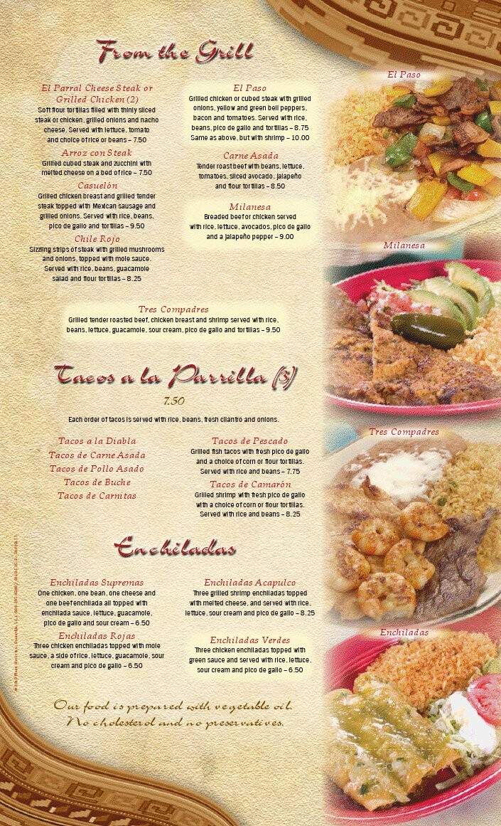 El Parral Mexican Restaurant - Eden, NC menu_pic
