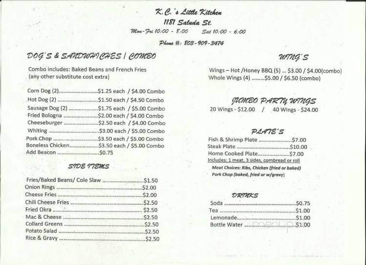 No 1 Kitchen - Rock Hill, SC menu_pic