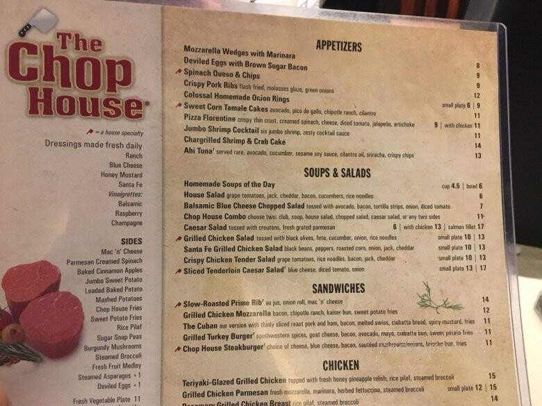 Chop House - Hendersonville, TN menu_pic