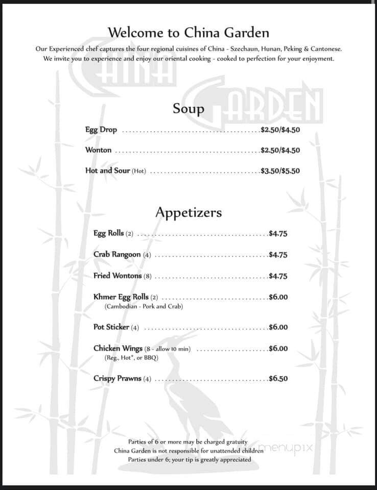 China Garden Restaurant - Lander, WY menu_pic