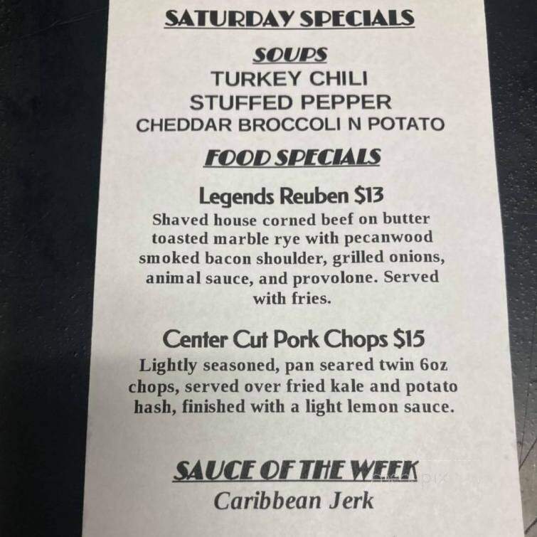 Legends Grill and Bar - Woodridge, IL menu_pic