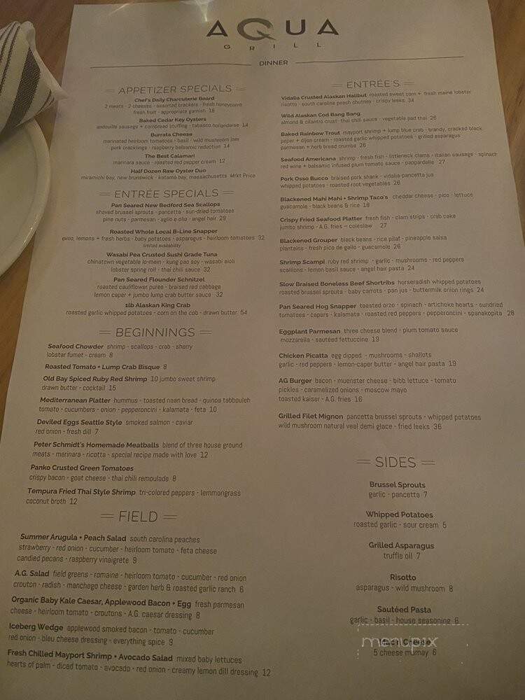 Aqua Grill - Ponte Vedra Beach, FL menu_pic