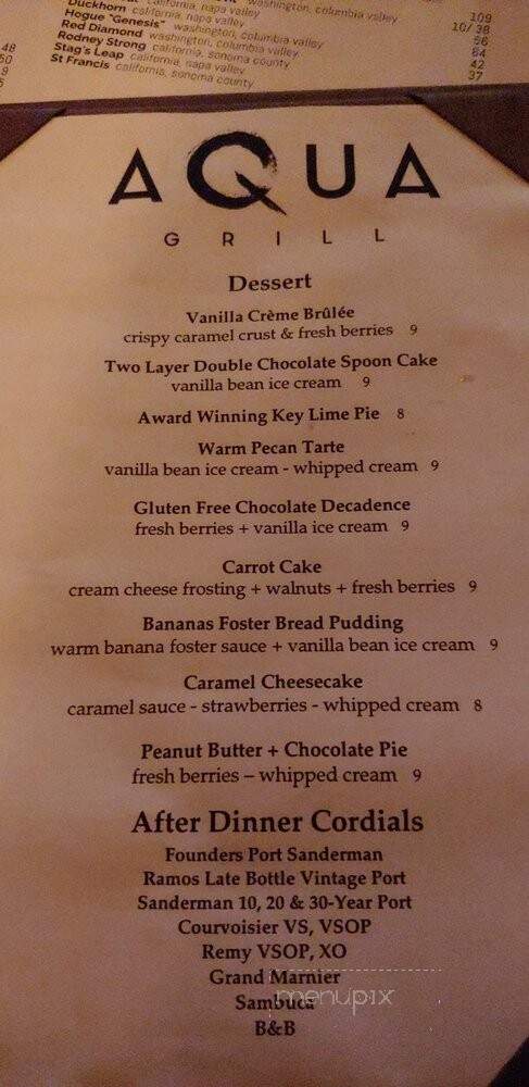 Aqua Grill - Ponte Vedra Beach, FL menu_pic