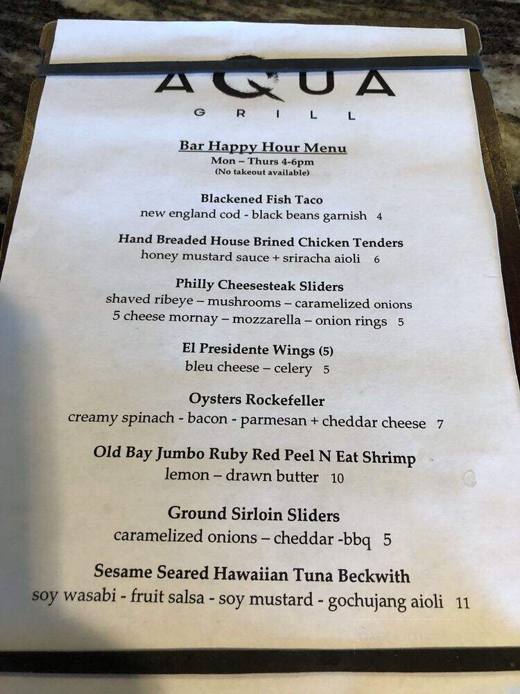 Aqua Grill - Ponte Vedra Beach, FL menu_pic