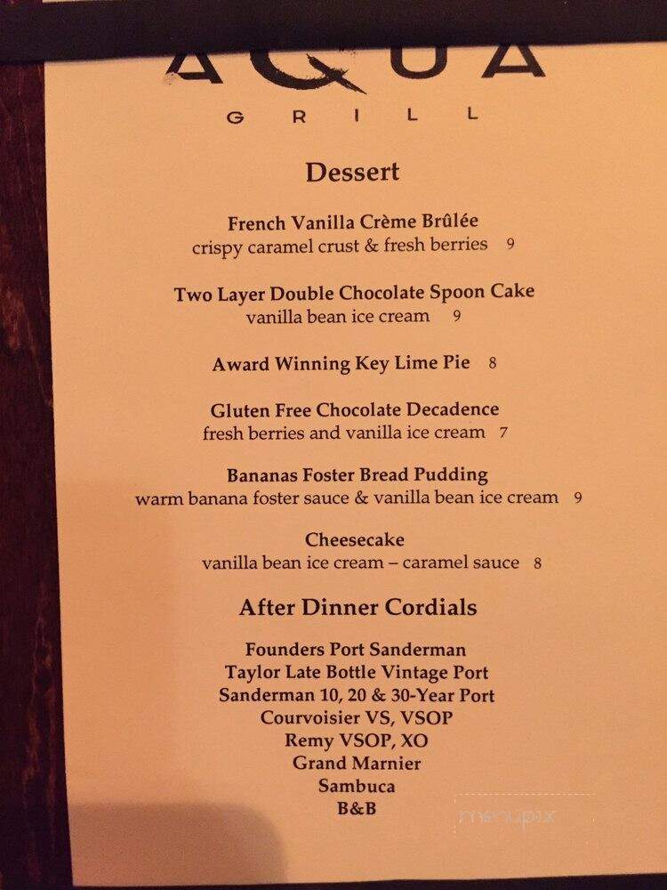 Aqua Grill - Ponte Vedra Beach, FL menu_pic