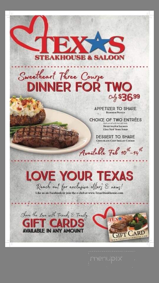 Texas Steakhouse & Saloon - Lumberton, NC menu_pic