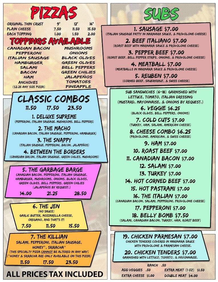 Pizza Mill & Sub Factory - Alamogordo, NM menu_pic