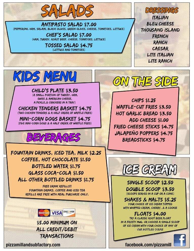Pizza Mill & Sub Factory - Alamogordo, NM menu_pic