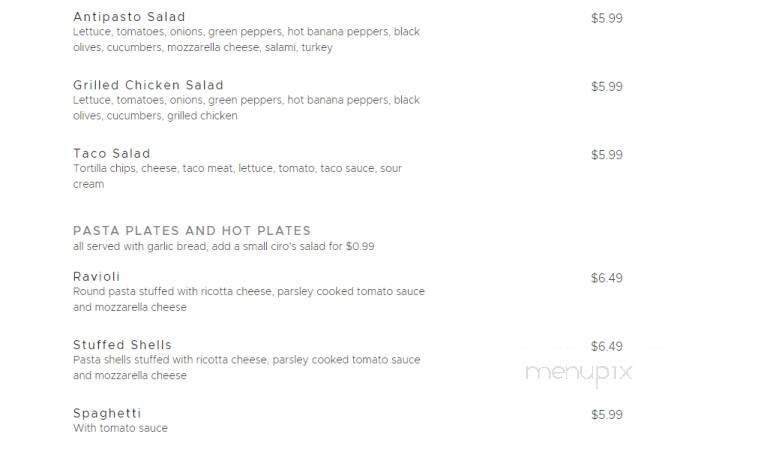 Ciro's Pizza & Subs - Independence, VA menu_pic