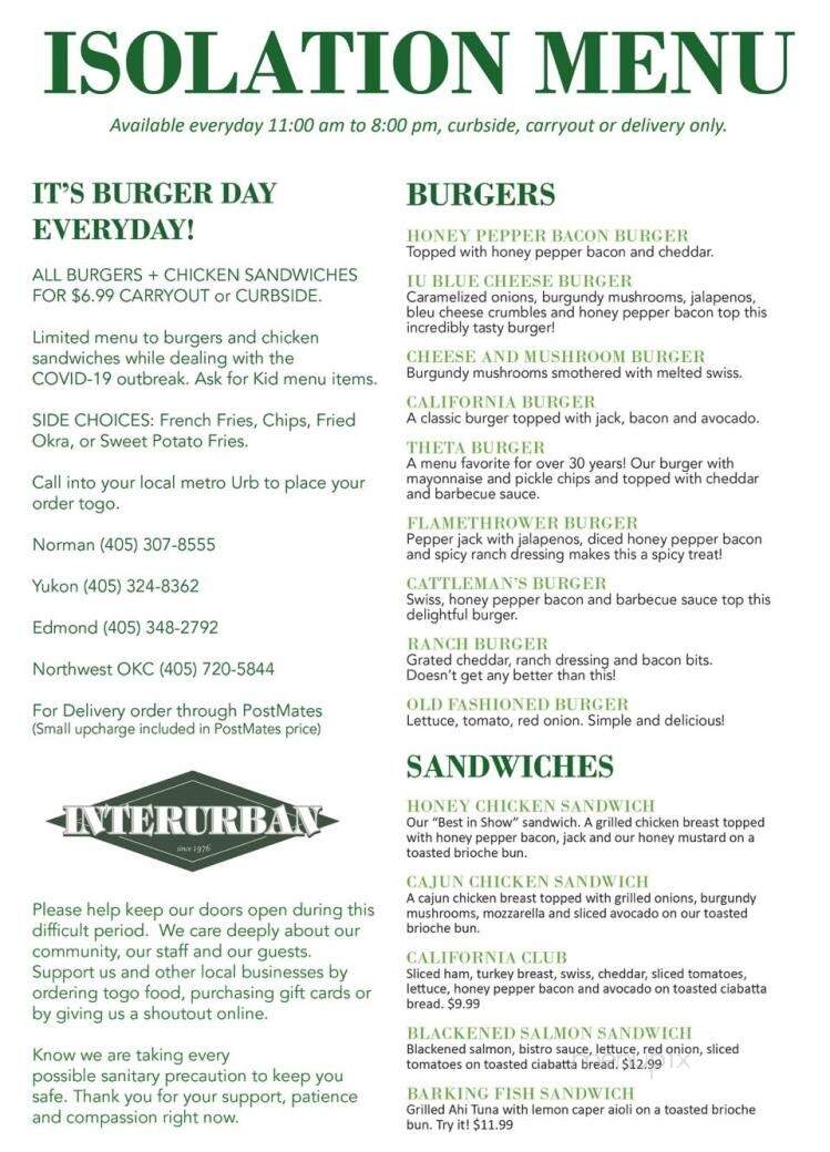 Interurban Classic Grill - Edmond, OK menu_pic