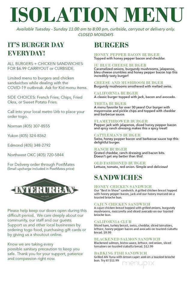 Interurban Classic Grill - Edmond, OK menu_pic