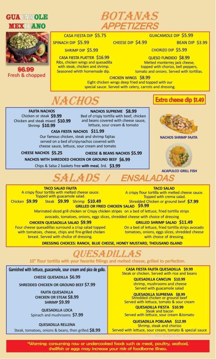 Casa Fiesta - Lenoir City, TN menu_pic