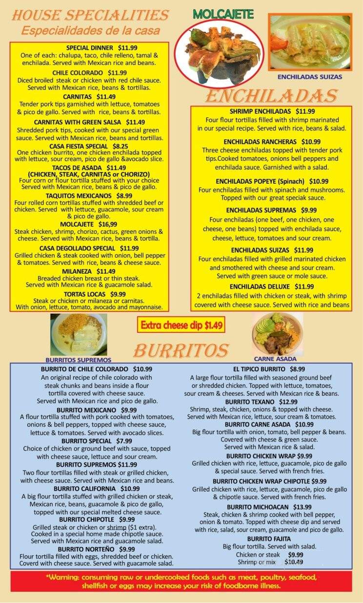 Casa Fiesta - Lenoir City, TN menu_pic