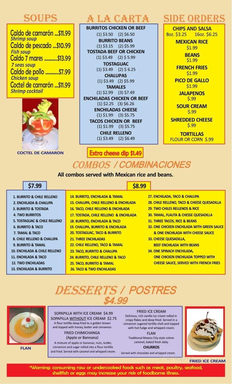 Casa Fiesta - Lenoir City, TN menu_pic