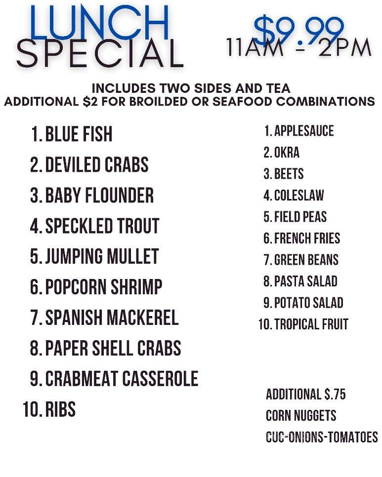 Crab Shack - Salter Path, NC menu_pic