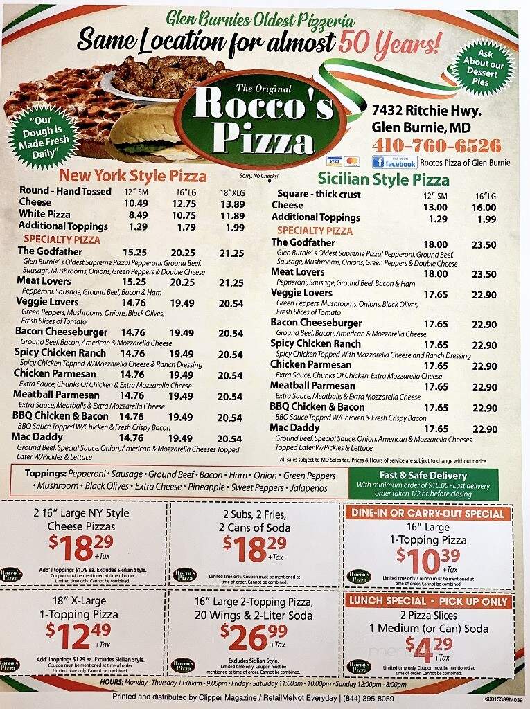 Rocco's Pizzeria - Glen Burnie, MD