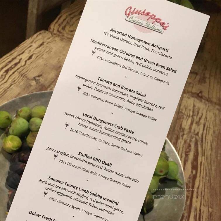 Giuseppe's Italian Restaurant - Pismo Beach, CA menu_pic