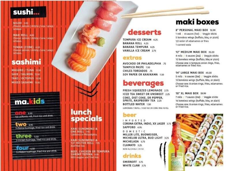 Maki Sushi Bar - Edinburg, TX menu_pic
