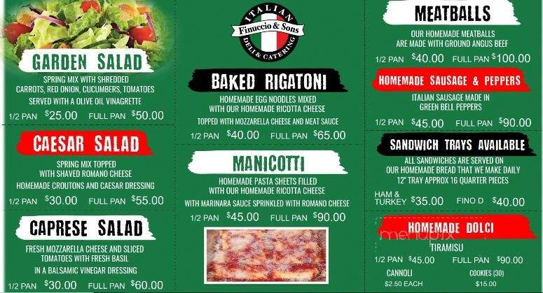 Finuccio & Sons Italian Deli and Catering - Schaumburg, IL menu_pic