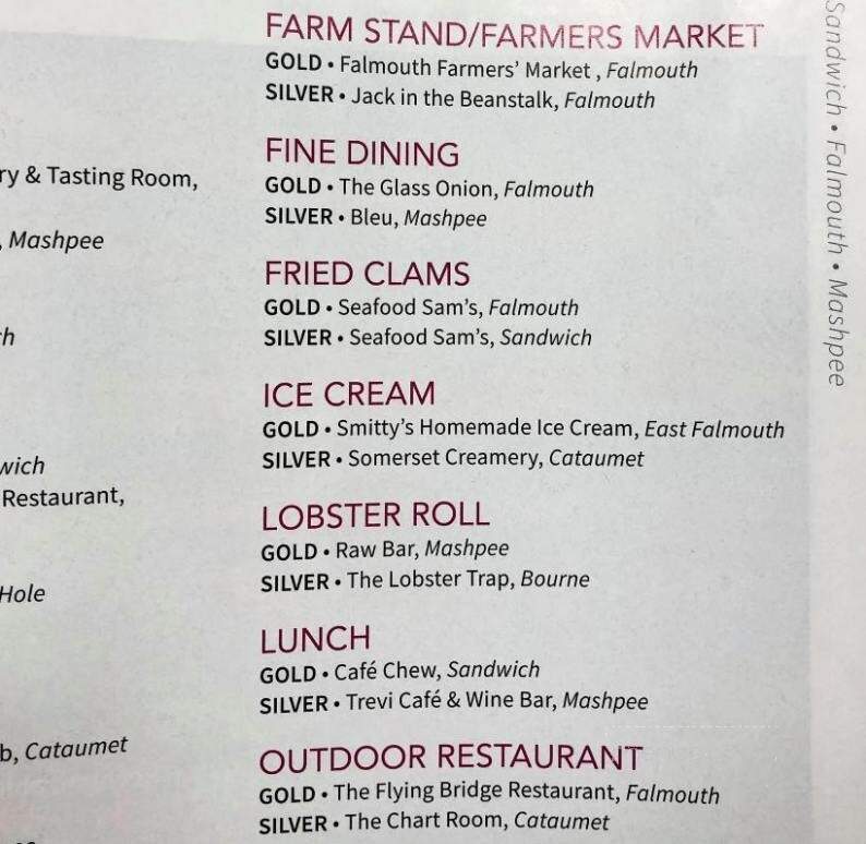 Seafood Sam's On The Canal - Sandwich, MA menu_pic