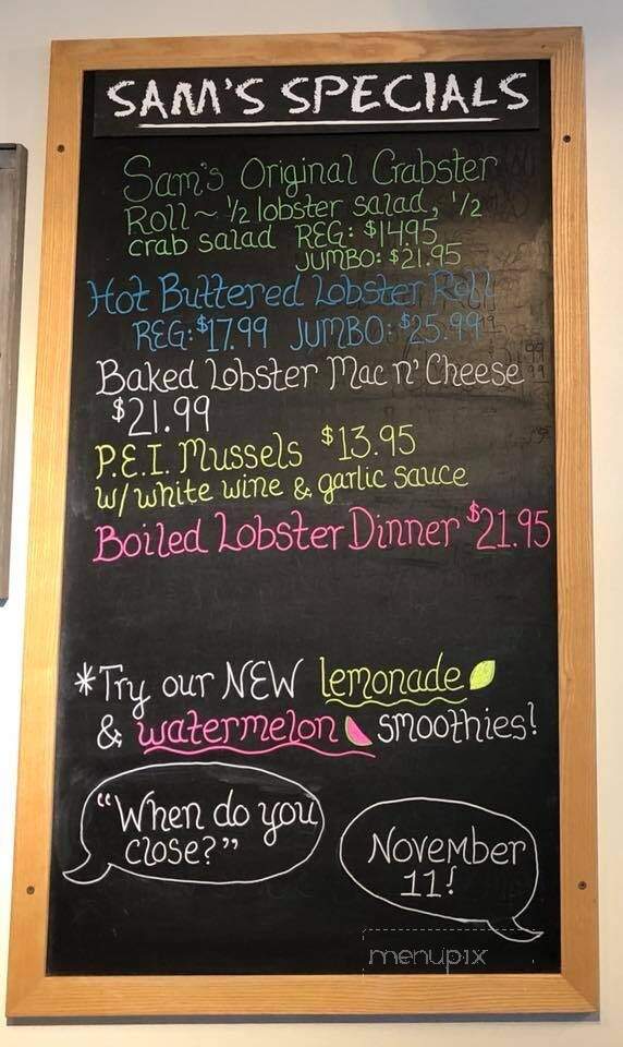 Seafood Sam's On The Canal - Sandwich, MA menu_pic