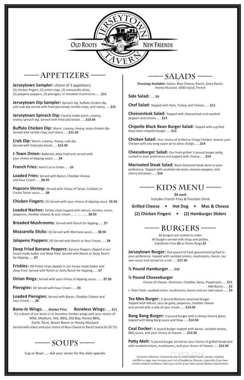Jerseytown Tavern - Bloomsburg, PA menu_pic