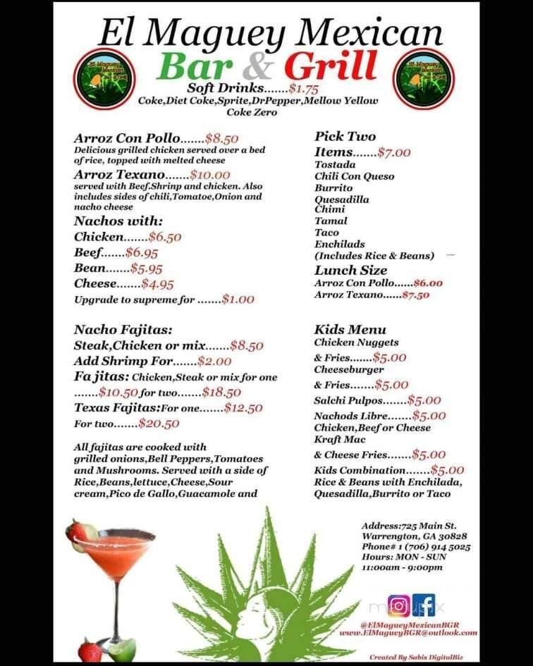 El Maguey Bar & Grill - Warrenton, GA menu_pic