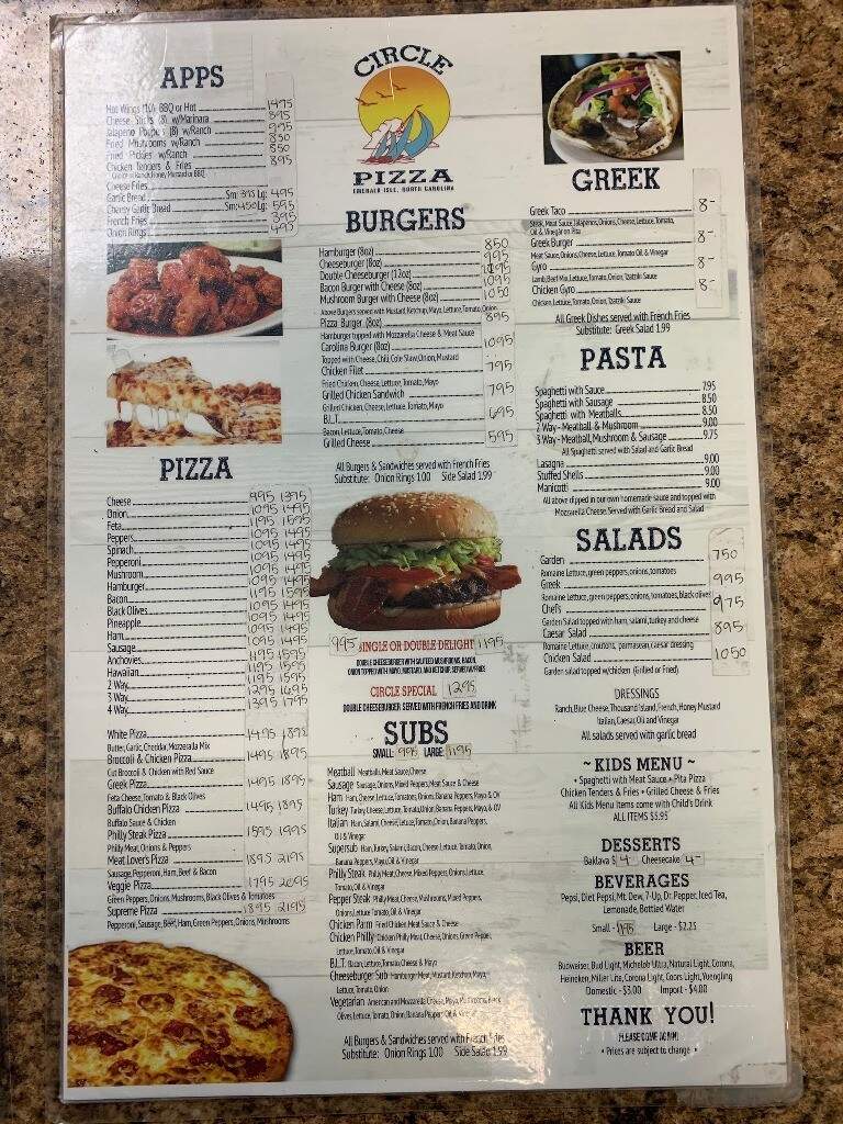 Circle Pizza - Emerald Isle, NC menu_pic