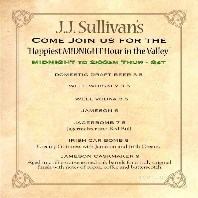 JJ Sullivan's Irish Pub - Woodland Hills, CA menu_pic