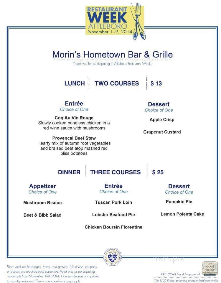 Morin's Diner - Attleboro, MA menu_pic