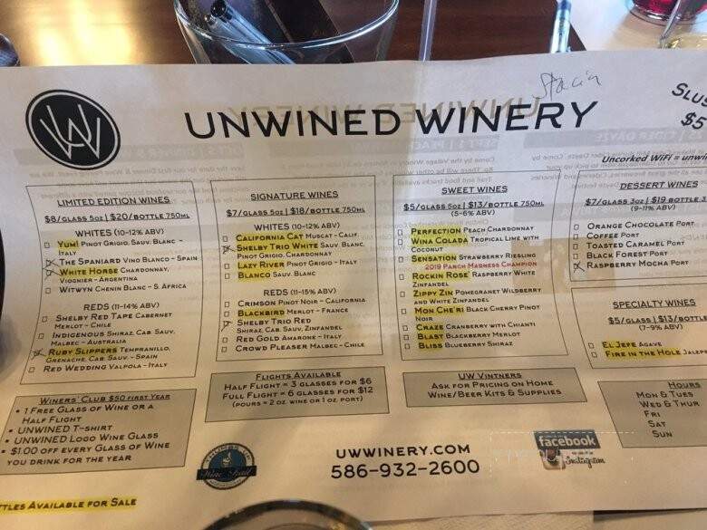 Unwined Winery - Shelby Charter Township, MI