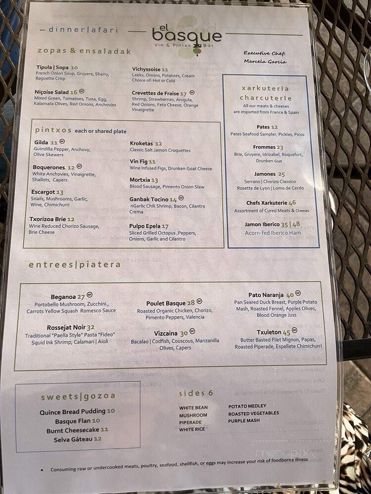 El Basque Vin & Pintxo Bar - Bonita Springs, FL menu_pic