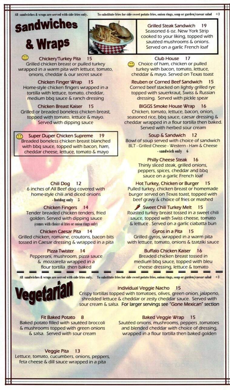 Mr. Biggs Eatery & Sportsbar - Belle River, ON menu_pic