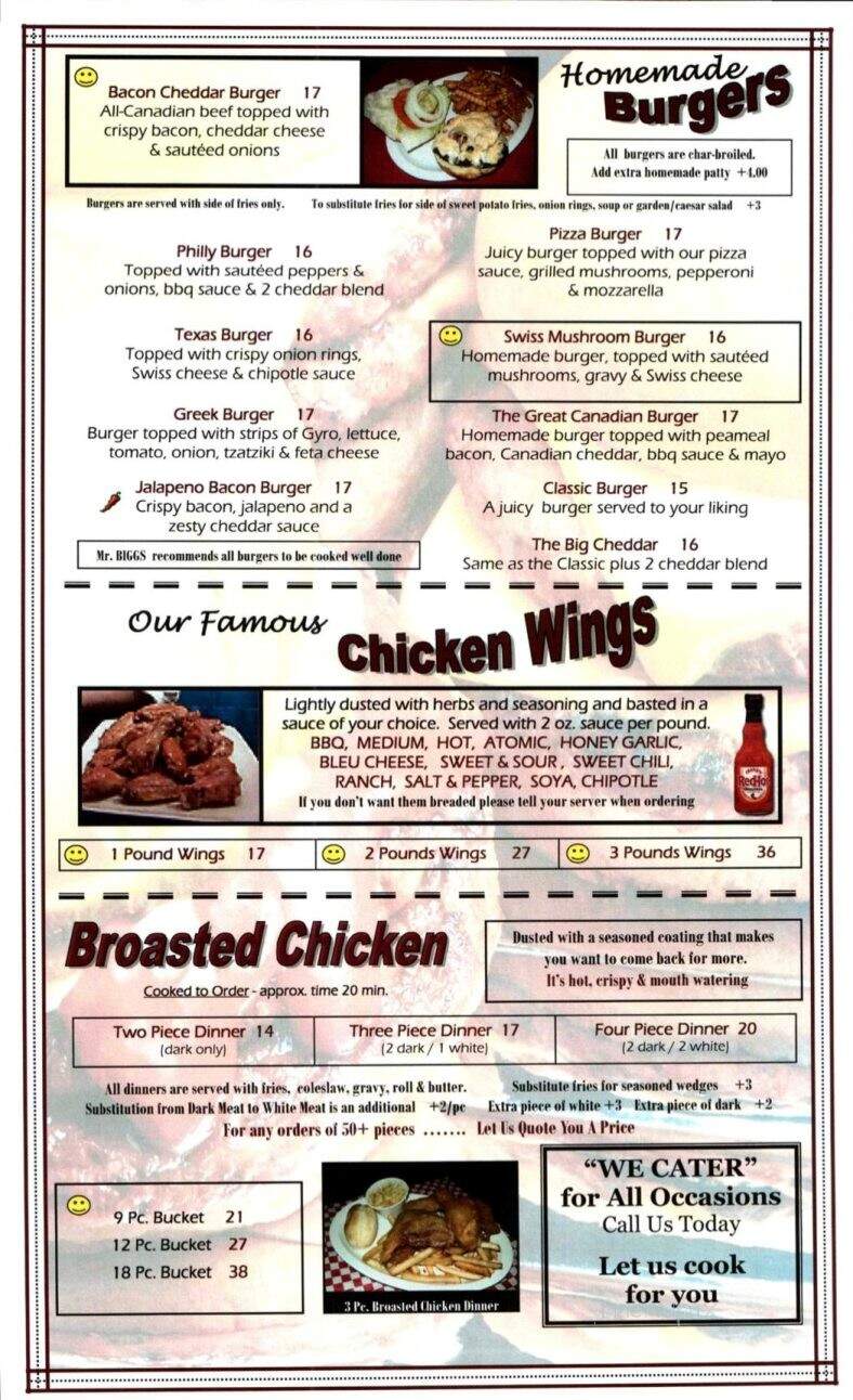 Mr. Biggs Eatery & Sportsbar - Belle River, ON menu_pic