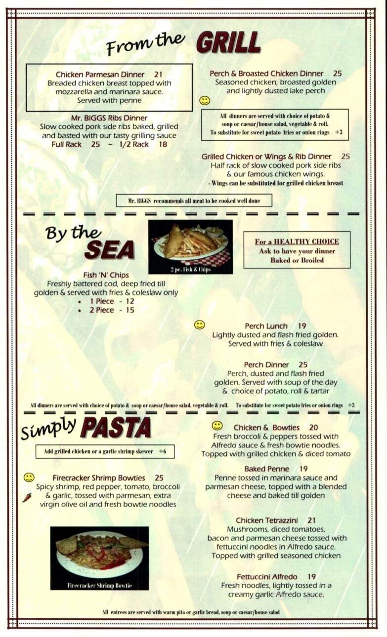 Mr. Biggs Eatery & Sportsbar - Belle River, ON menu_pic