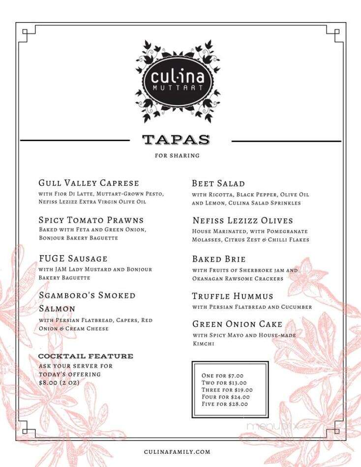 Culina at the Muttart - Edmonton, AB menu_pic