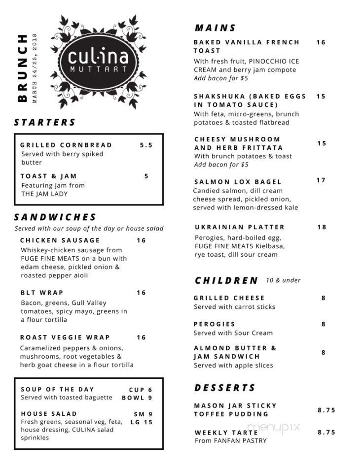 Culina at the Muttart - Edmonton, AB menu_pic