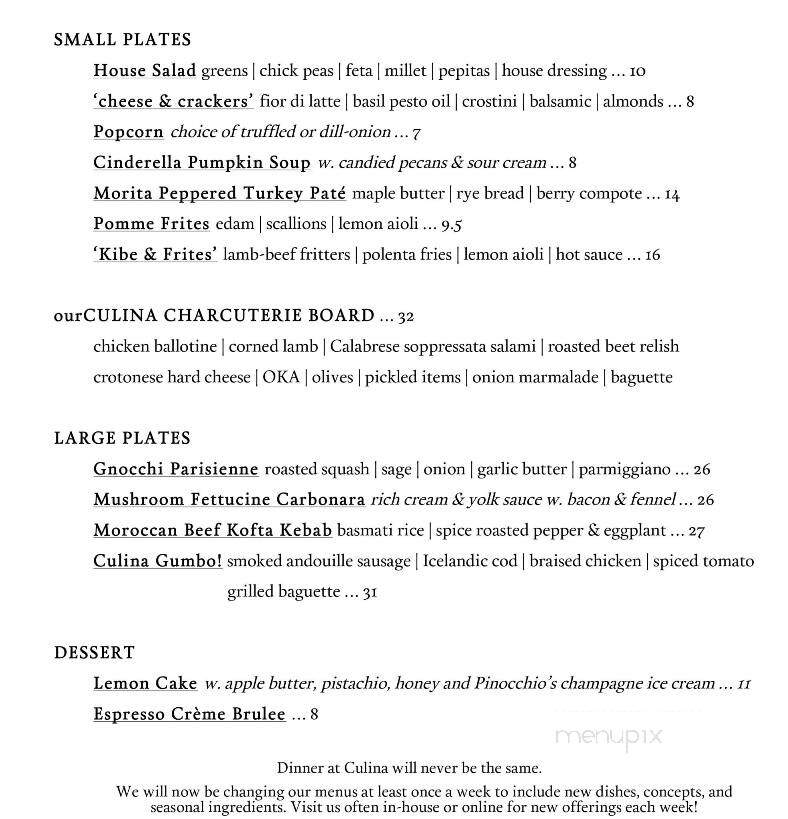 Culina at the Muttart - Edmonton, AB menu_pic