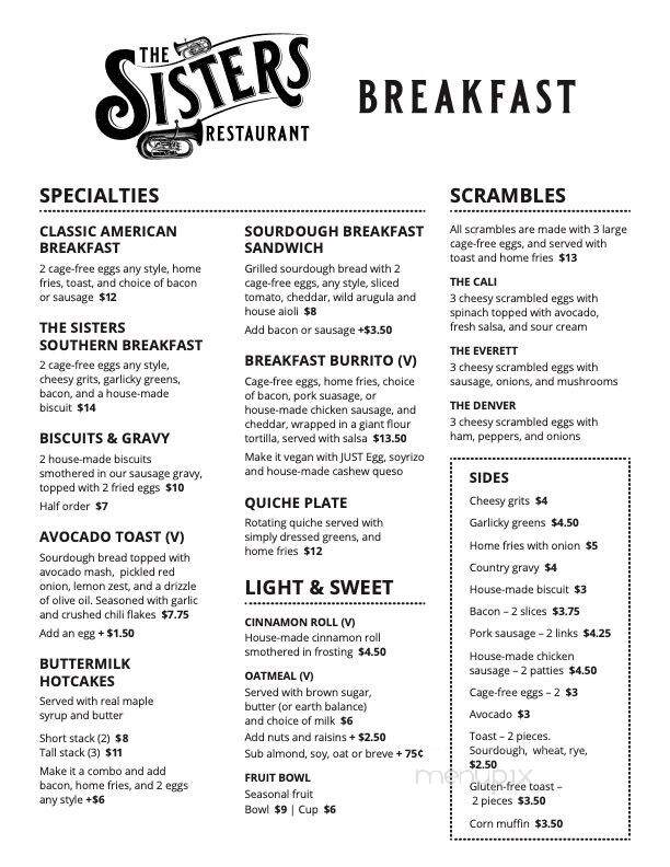 Sisters - Everett, WA menu_pic
